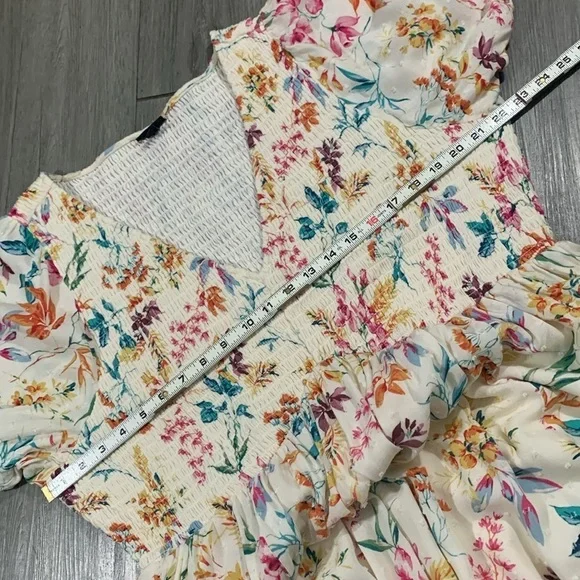 Torrid Floral Print Midi Swiss Dot Shirred Dress with Pockets size 3X - Picture 11 of 16